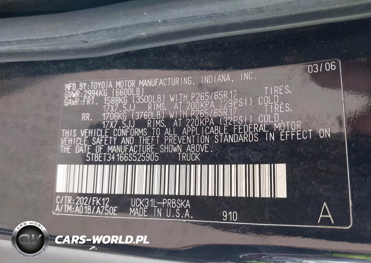 2006 Toyota Tundra Sr5 V8 VIN:5TBET34166S525905 - 9