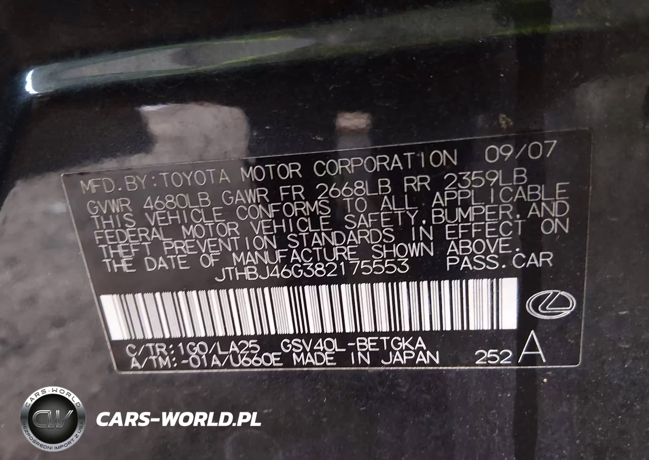 2008 Lexus Es 350 VIN:JTHBJ46G382175553 - 9