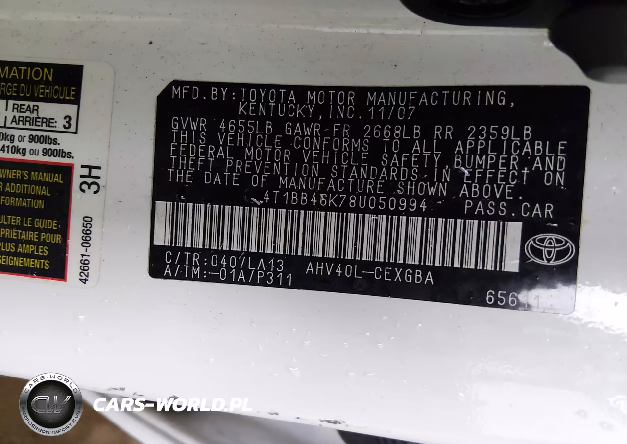 2008 Toyota Camry Hybrid VIN:4T1BB46K78U050994 - 9