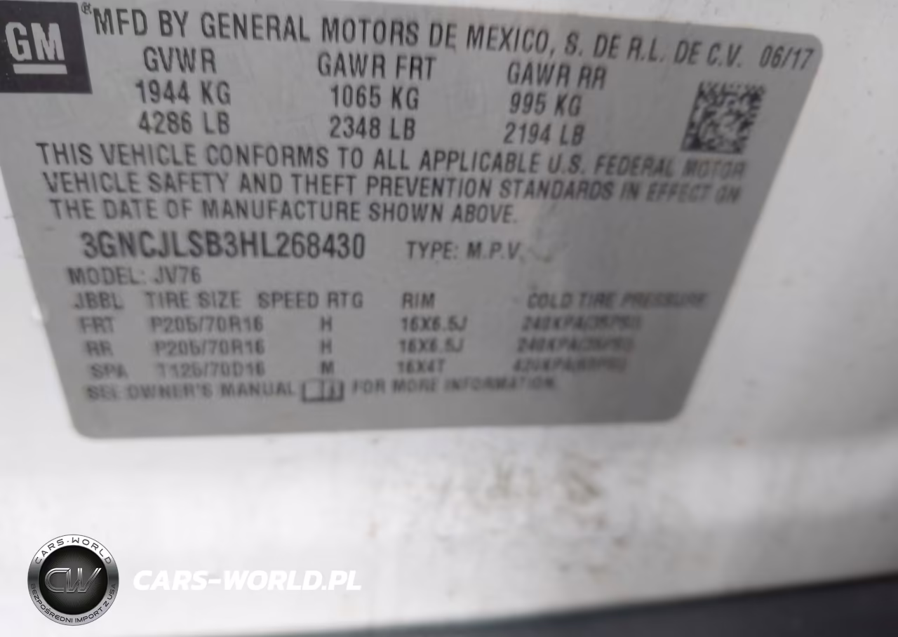 2017 Chevrolet Trax Lt VIN:3GNCJLSB3HL268430 - 9