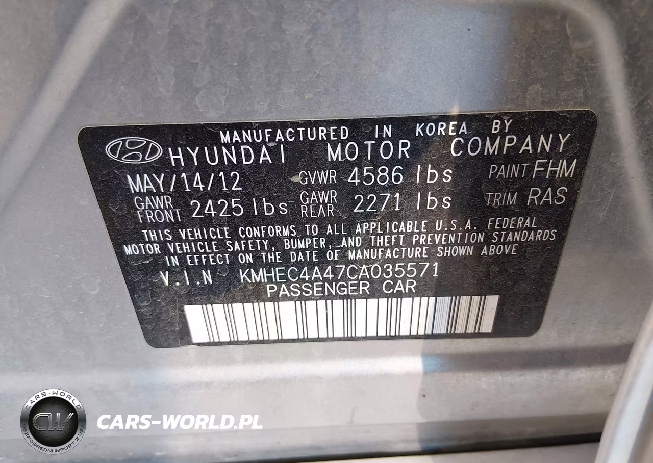 2012 Hyundai Sonata Hybrid VIN:KMHEC4A47CA035571 - 9