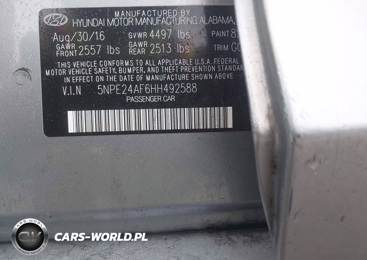 2017 Hyundai Sonata Se VIN:5NPE24AF6HH492588 - 9