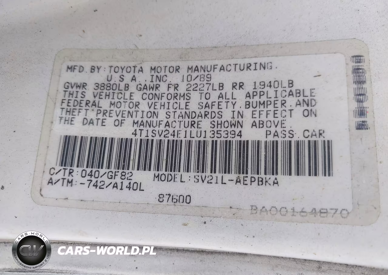 1990 Toyota Camry VIN:4T1SV24E1LU135394 - 9