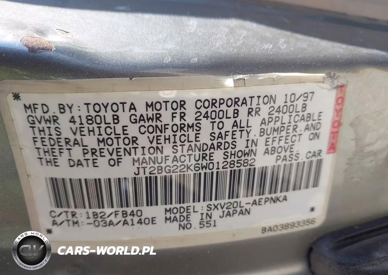 1998 Toyota Camry Le VIN:JT2BG22K6W0128582 - 9