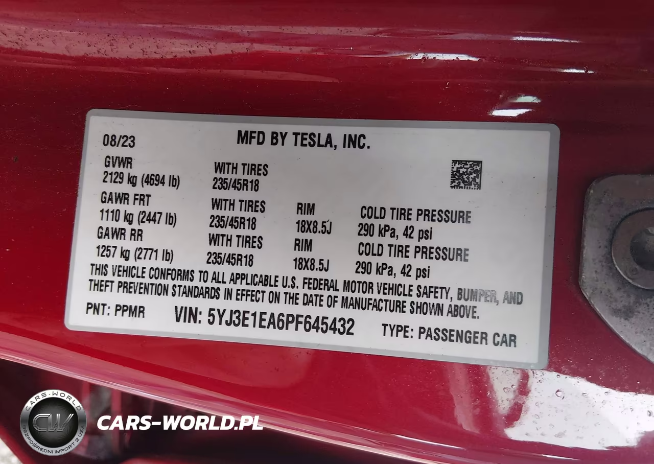 2023 Tesla Model 3 Rear-Wheel Drive VIN:5YJ3E1EA6PF645432 - 9
