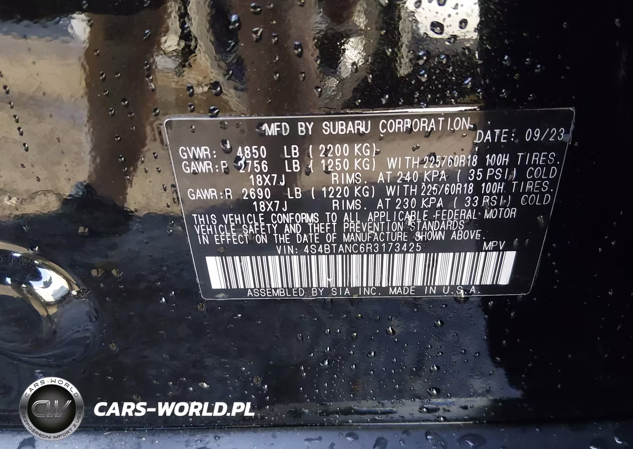 2024 Subaru Outback Limited VIN:4S4BTANC6R3173425 - 9