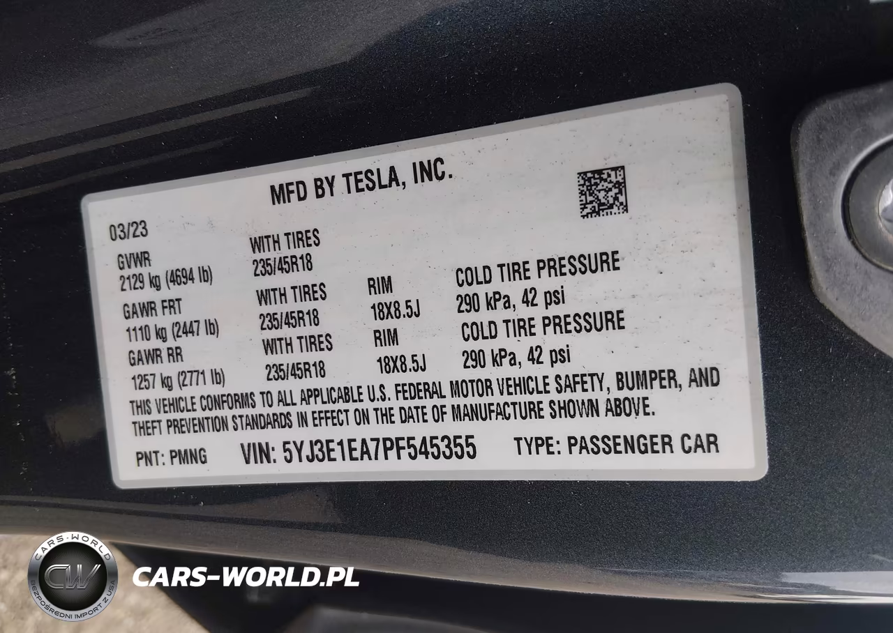 2023 Tesla Model 3 Rear-Wheel Drive VIN:5YJ3E1EA7PF545355 - 9