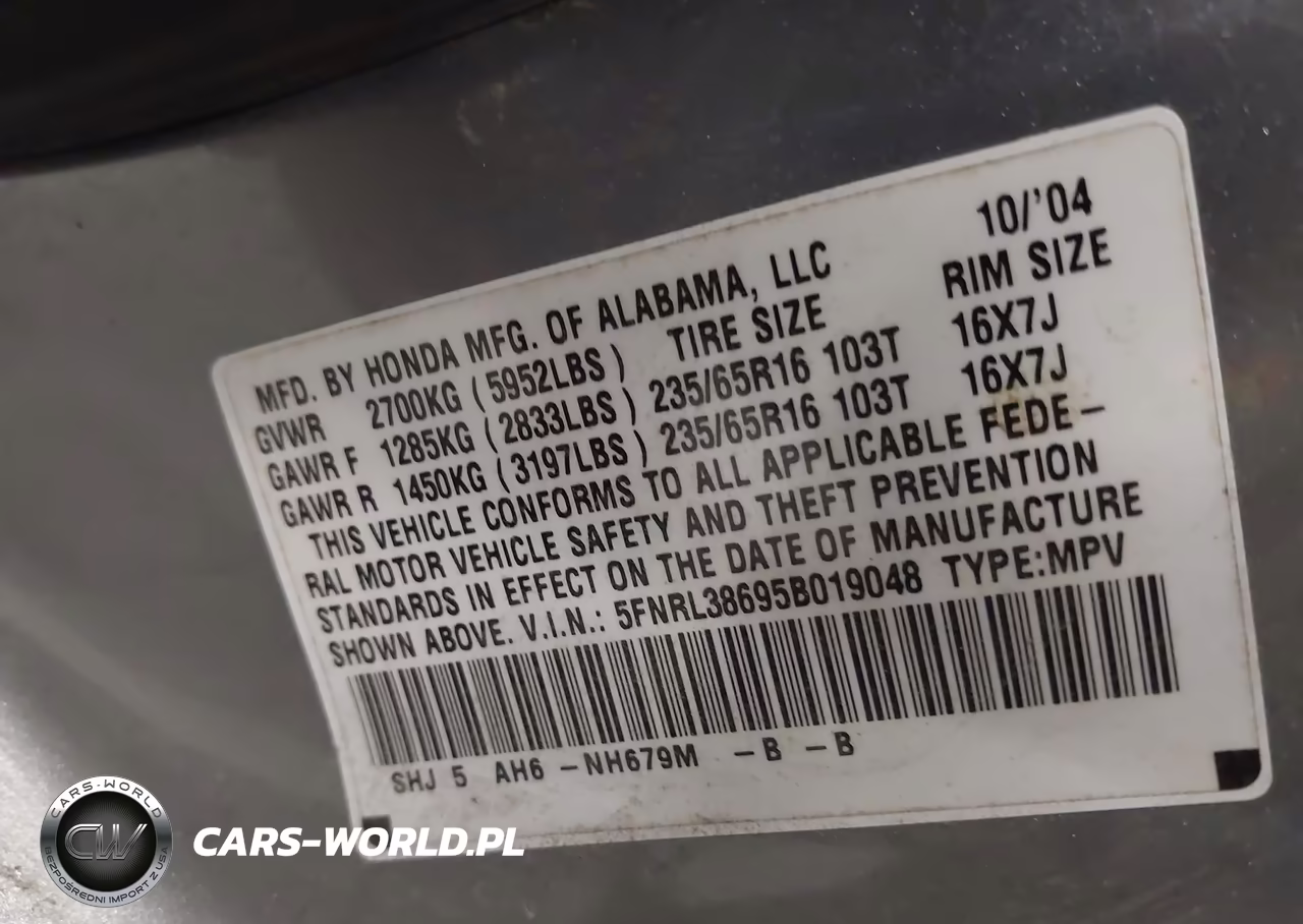 2005 Honda Odyssey Ex-L VIN:5FNRL38695B019048 - 9