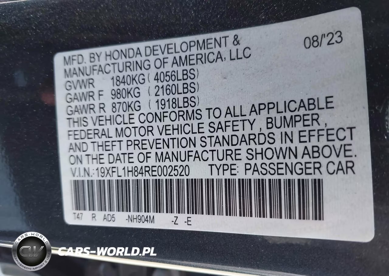 2024 Honda Civic Sport Touring VIN:19XFL1H84RE002520 - 9