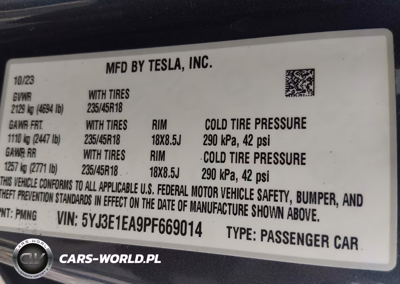 2023 Tesla Model 3 Rear-Wheel Drive VIN:5YJ3E1EA9PF669014 - 9