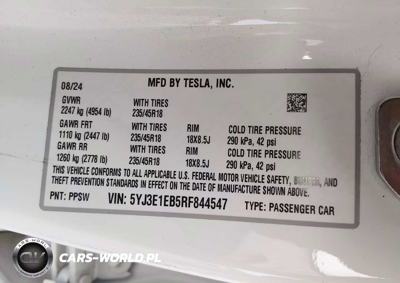 2024 Tesla Model 3 Long Range Dual Motor All-Wheel Drive VIN:5YJ3E1EB5RF844547 - 9