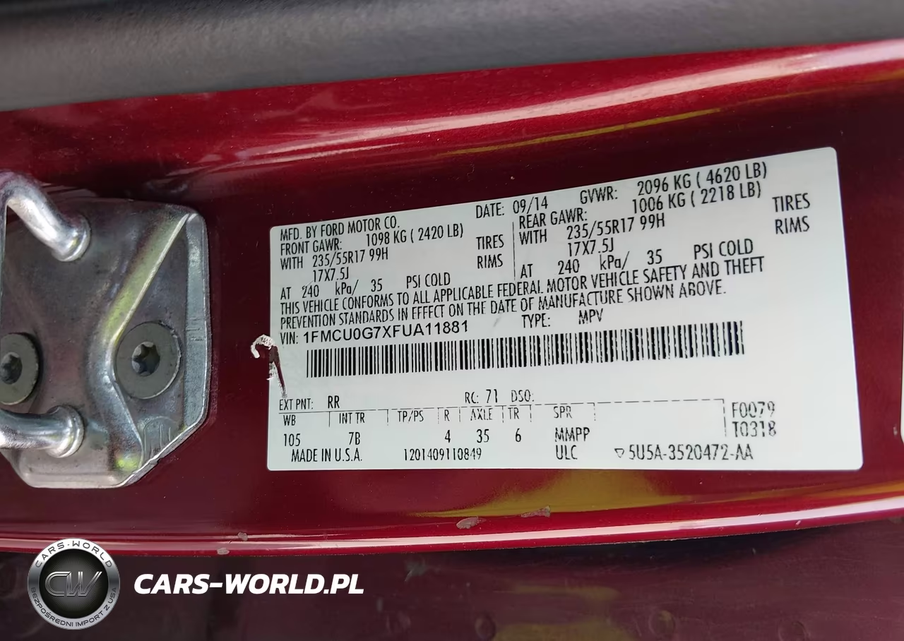 2015 Ford Escape Se VIN:1FMCU0G7XFUA11881 - 9