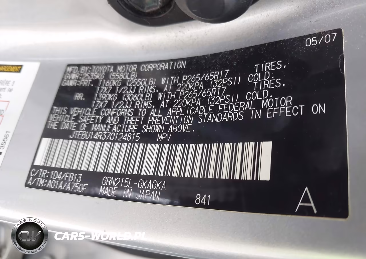 2007 Toyota 4Runner Sport V6 VIN:JTEBU14R370124815 - 9