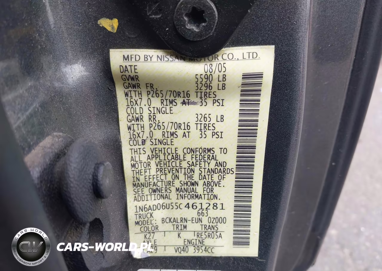 2005 Nissan Frontier Se VIN:1N6AD06U55C461281 - 9