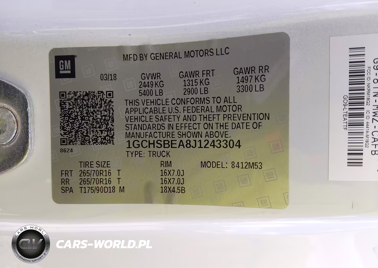 2018 Chevrolet Colorado Wt VIN:1GCHSBEA8J1243304 - 9