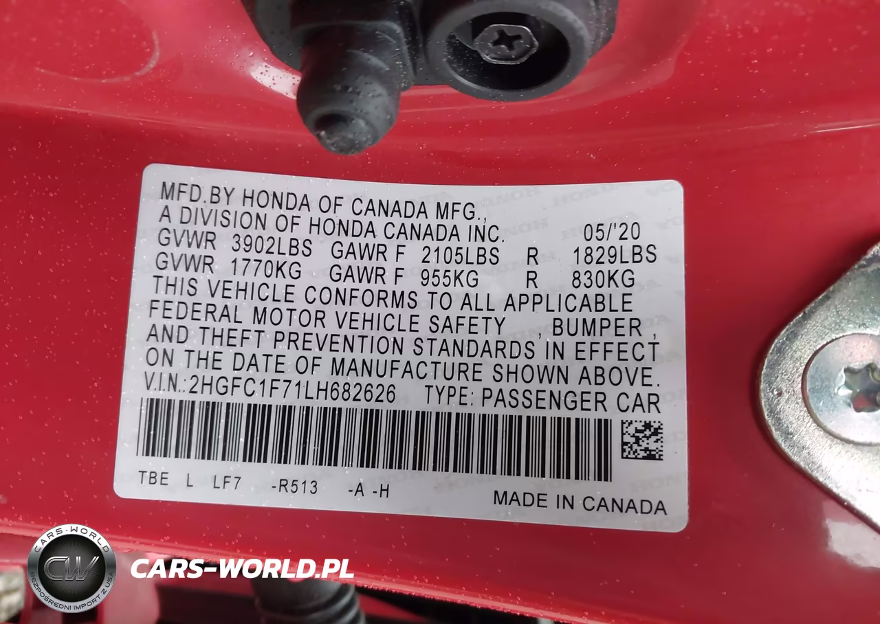 2020 Honda Civic Ex-L VIN:2HGFC1F71LH682626 - 9