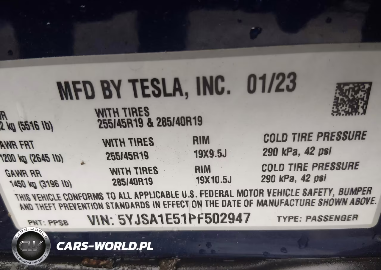 2023 Tesla Model S Dual Motor All-Wheel Drive-Standard Range VIN:5YJSA1E51PF502947 - 9