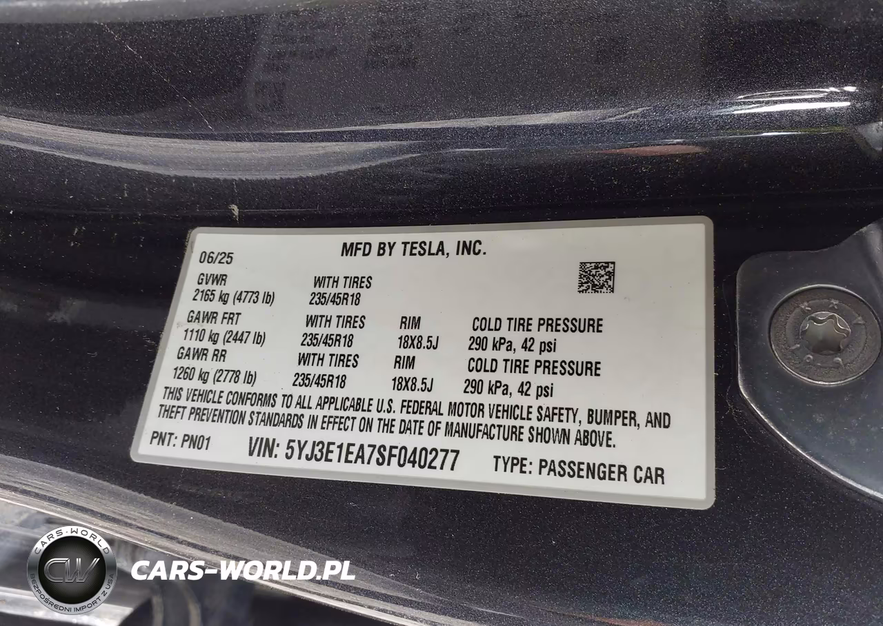 2025 Tesla Model 3 Long Range Rear-Wheel Drive-Standard Rear-Wheel Drive VIN:5YJ3E1EA7SF040277 - 9