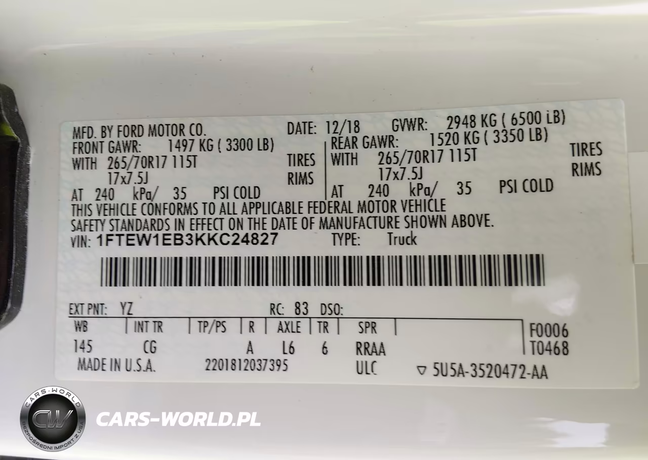 2019 Ford F-150 Xl VIN:1FTEW1EB3KKC24827 - 9