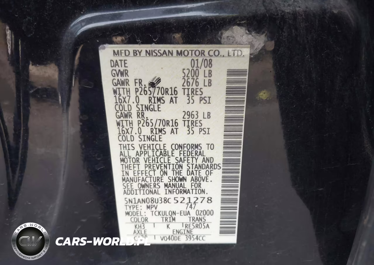 2008 Nissan Xterra X VIN:5N1AN08U38C521278 - 9