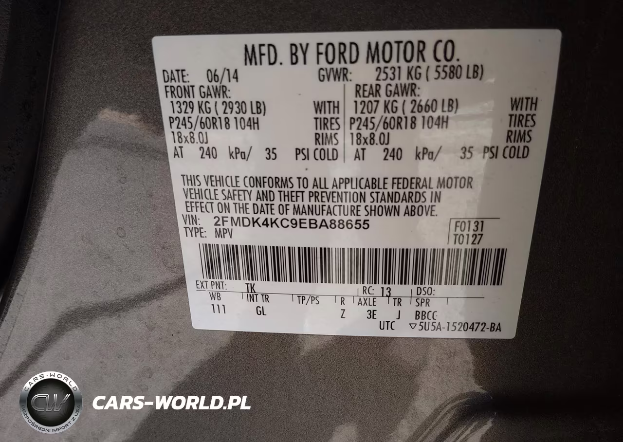 2014 Ford Edge Limited VIN:2FMDK4KC9EBA88655 - 9