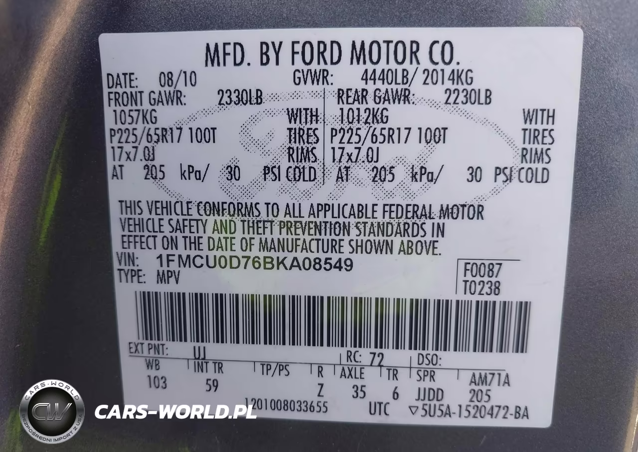 2011 Ford Escape Xlt VIN:1FMCU0D76BKA08549 - 9