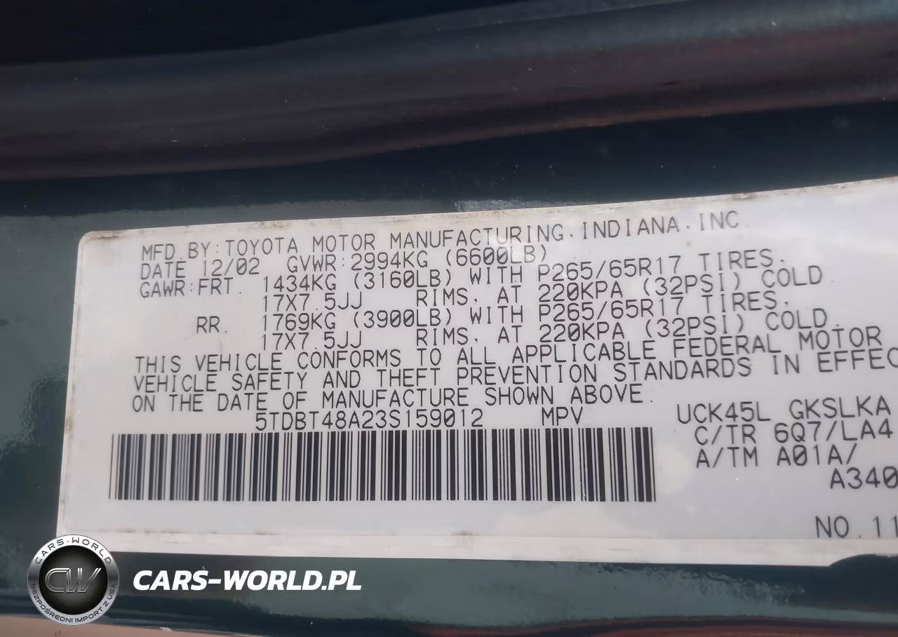2003 Toyota Sequoia Limited V8 VIN:5TDBT48A23S159012 - 9