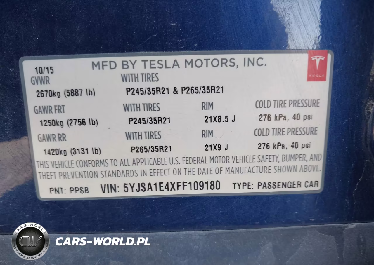 2015 Tesla Model S 85D-P85D VIN:5YJSA1E4XFF109180 - 9