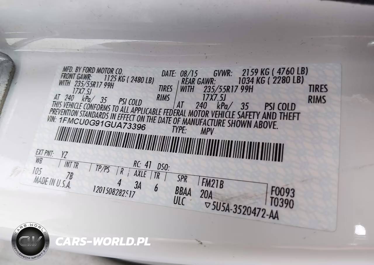 2016 Ford Escape Se VIN:1FMCU0G91GUA73396 - 9