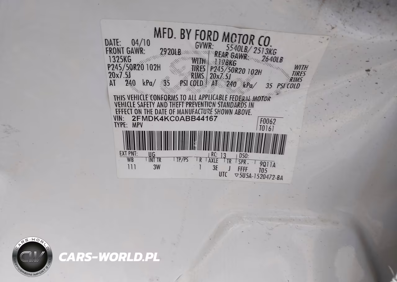 2010 Ford Edge Limited VIN:2FMDK4KC0ABB44167 - 9