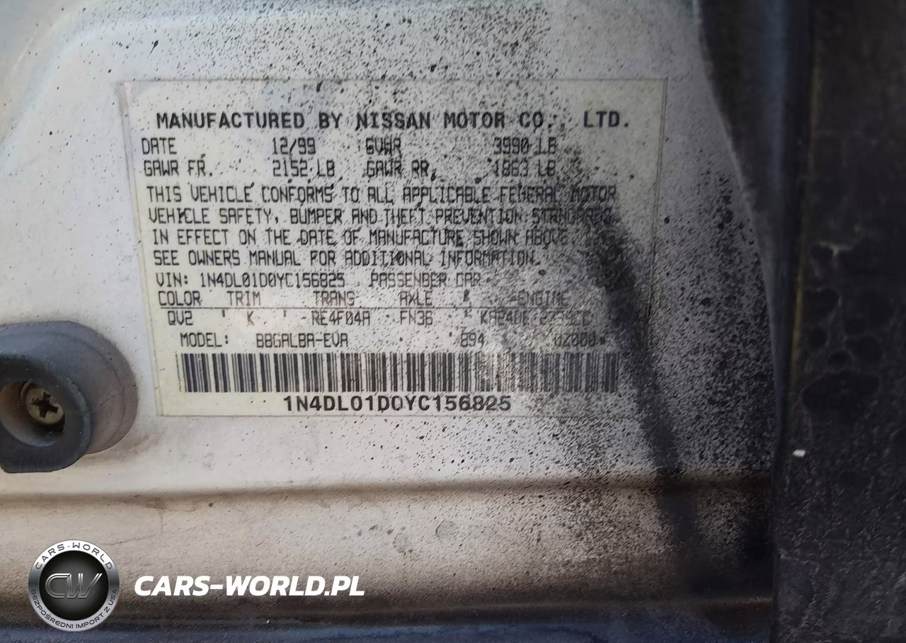 2000 Nissan Altima Gle-Gxe-Se-Xe VIN:1N4DL01D0YC156825 - 9