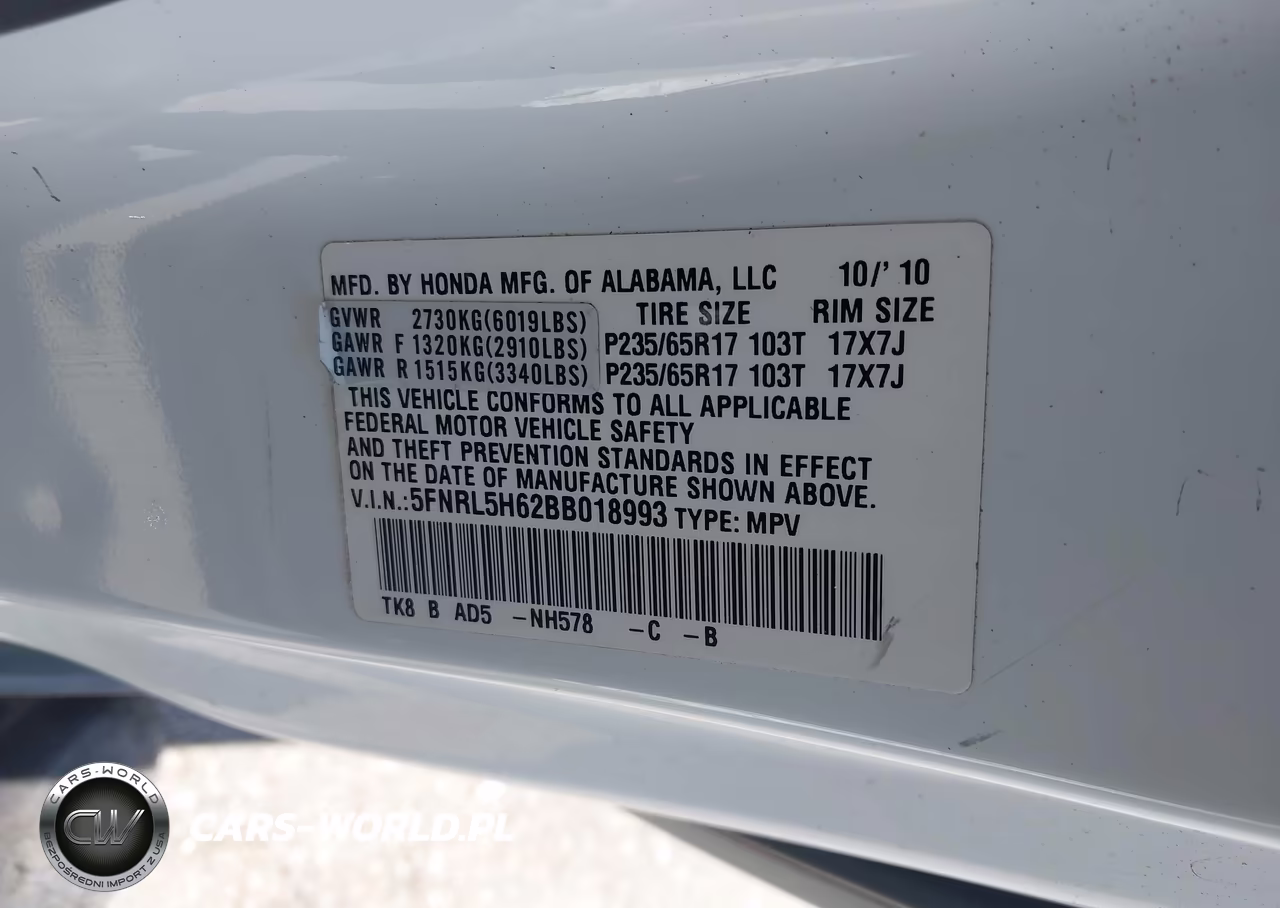 2011 Honda Odyssey Ex-L VIN:5FNRL5H62BB018993 - 9