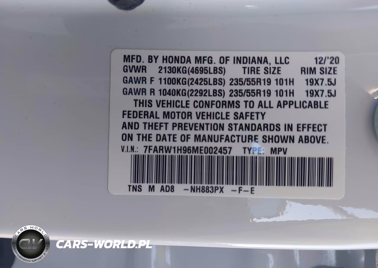 2021 Honda Cr-V 2Wd Touring VIN:7FARW1H96ME002457 - 9