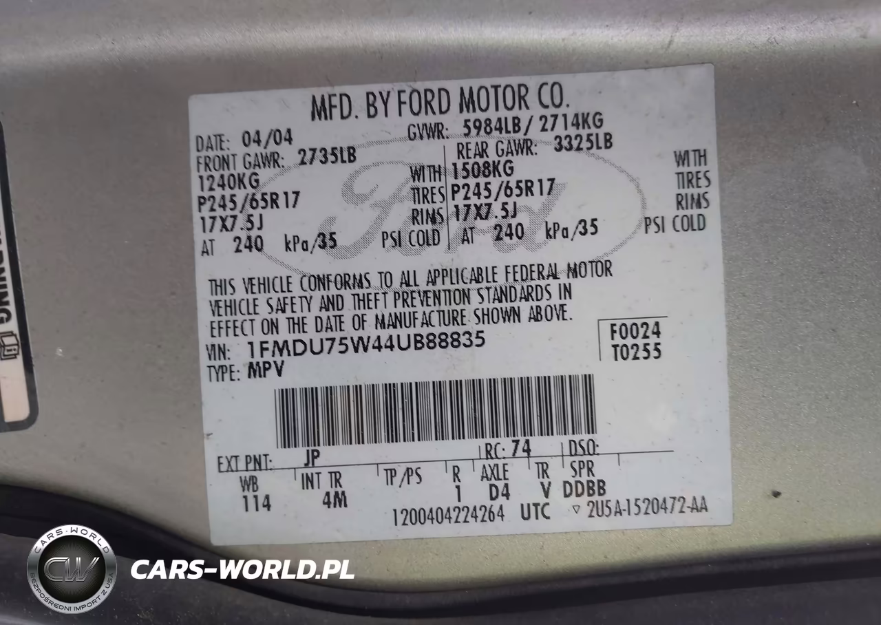 2004 Ford Explorer Limited VIN:1FMDU75W44UB88835 - 9