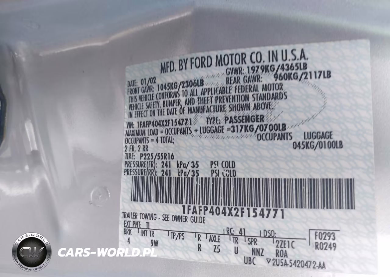2002 Ford Mustang VIN:1FAFP404X2F154771 - 9