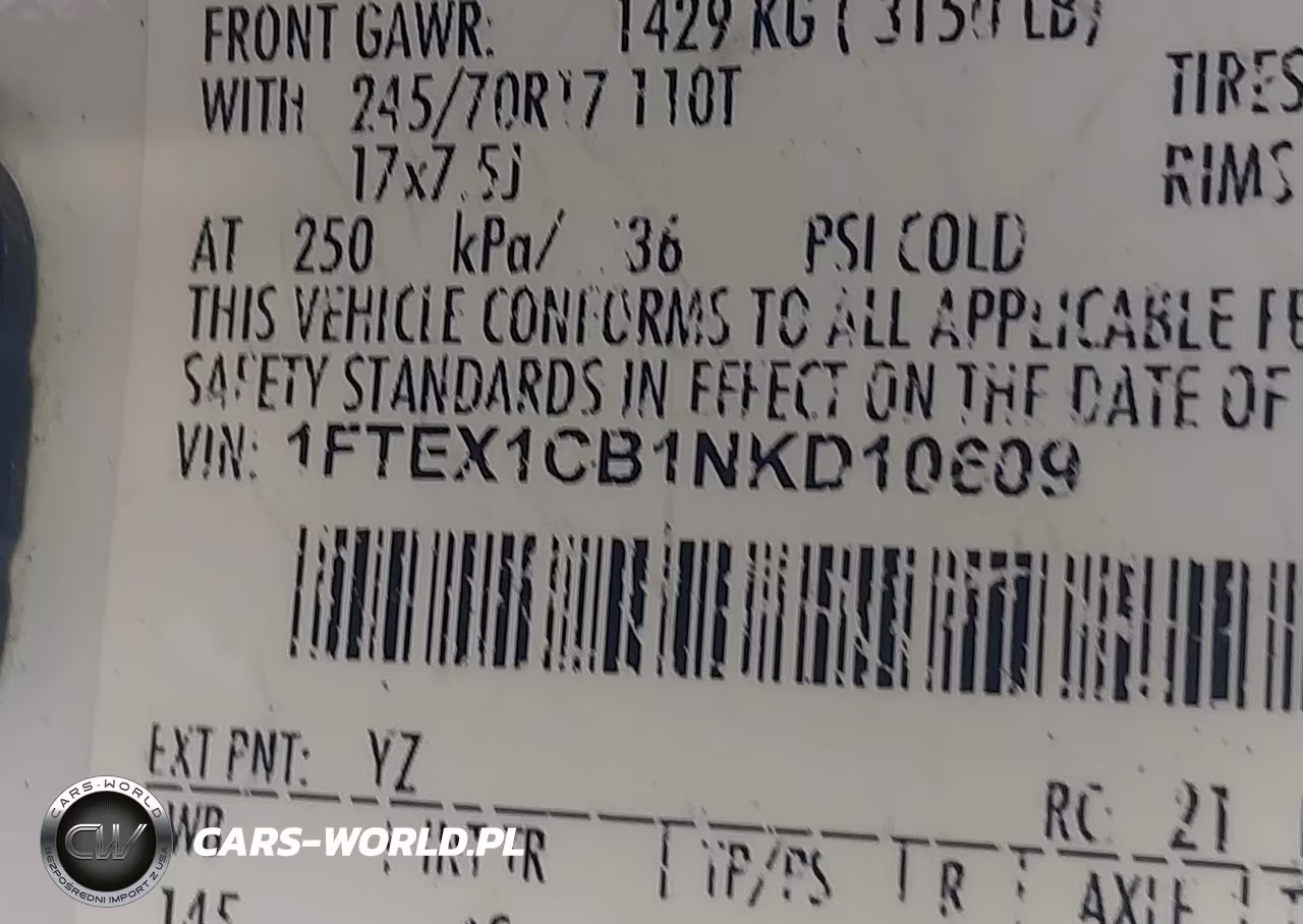 2022 Ford F-150 Xl VIN:1FTEX1CB1NKD10609 - 9