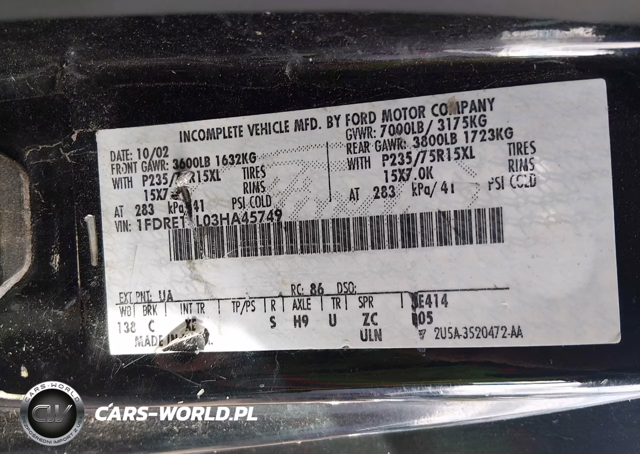 2003 Ford E-150 Recreational VIN:1FDRE14L03HA45749 - 9