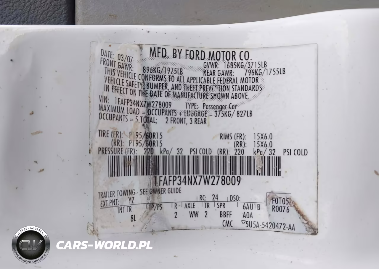 2007 Ford Focus S-Se-Ses VIN:1FAFP34NX7W278009 - 9