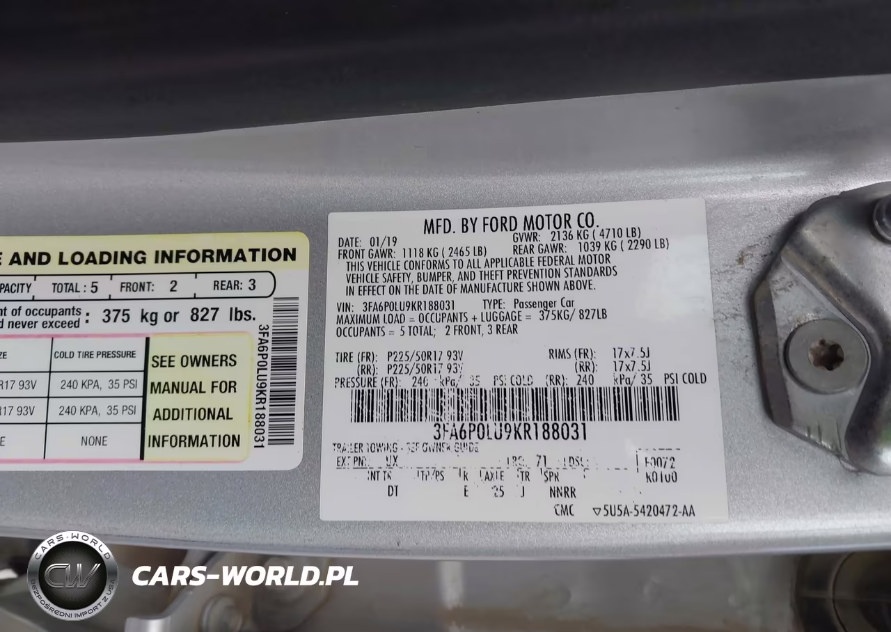 2019 Ford Fusion Hybrid Se VIN:3FA6P0LU9KR188031 - 9