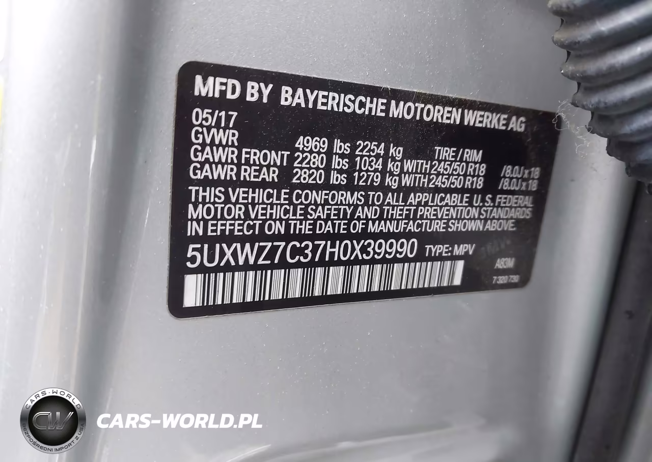 2017 BMW X3 Sdrive28I VIN:5UXWZ7C37H0X39990 - 9
