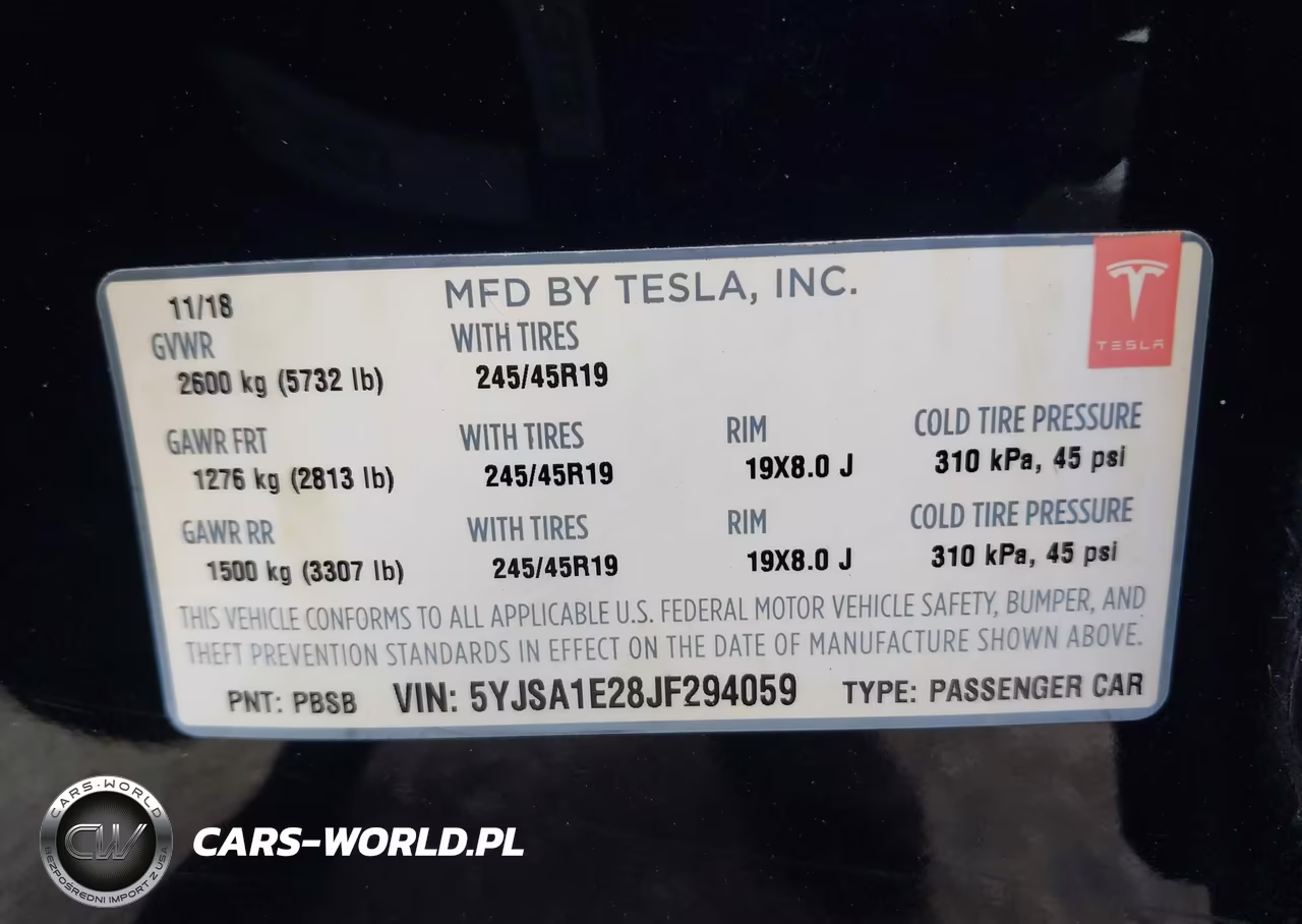 2018 Tesla Model S 100D-75D-P100D VIN:5YJSA1E28JF294059 - 9