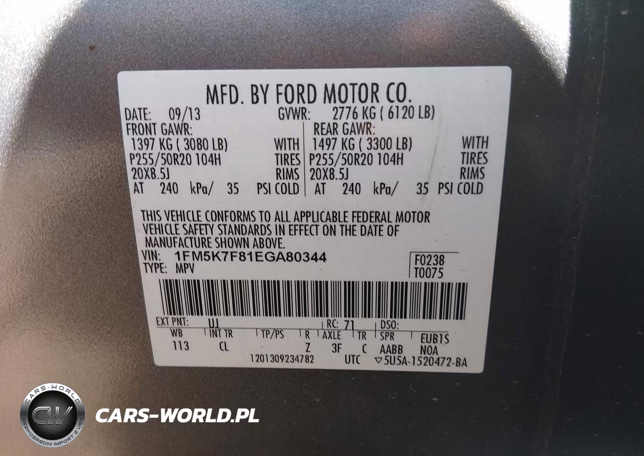 2014 Ford Explorer Limited VIN:1FM5K7F81EGA80344 - 9