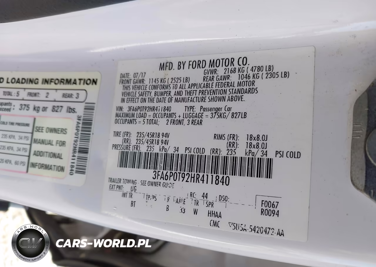 2017 Ford Fusion Se VIN:3FA6P0T92HR411840 - 9