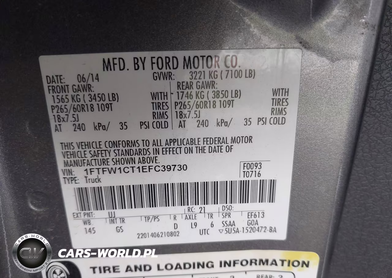 2014 Ford F-150 Xlt VIN:1FTFW1CT1EFC39730 - 9