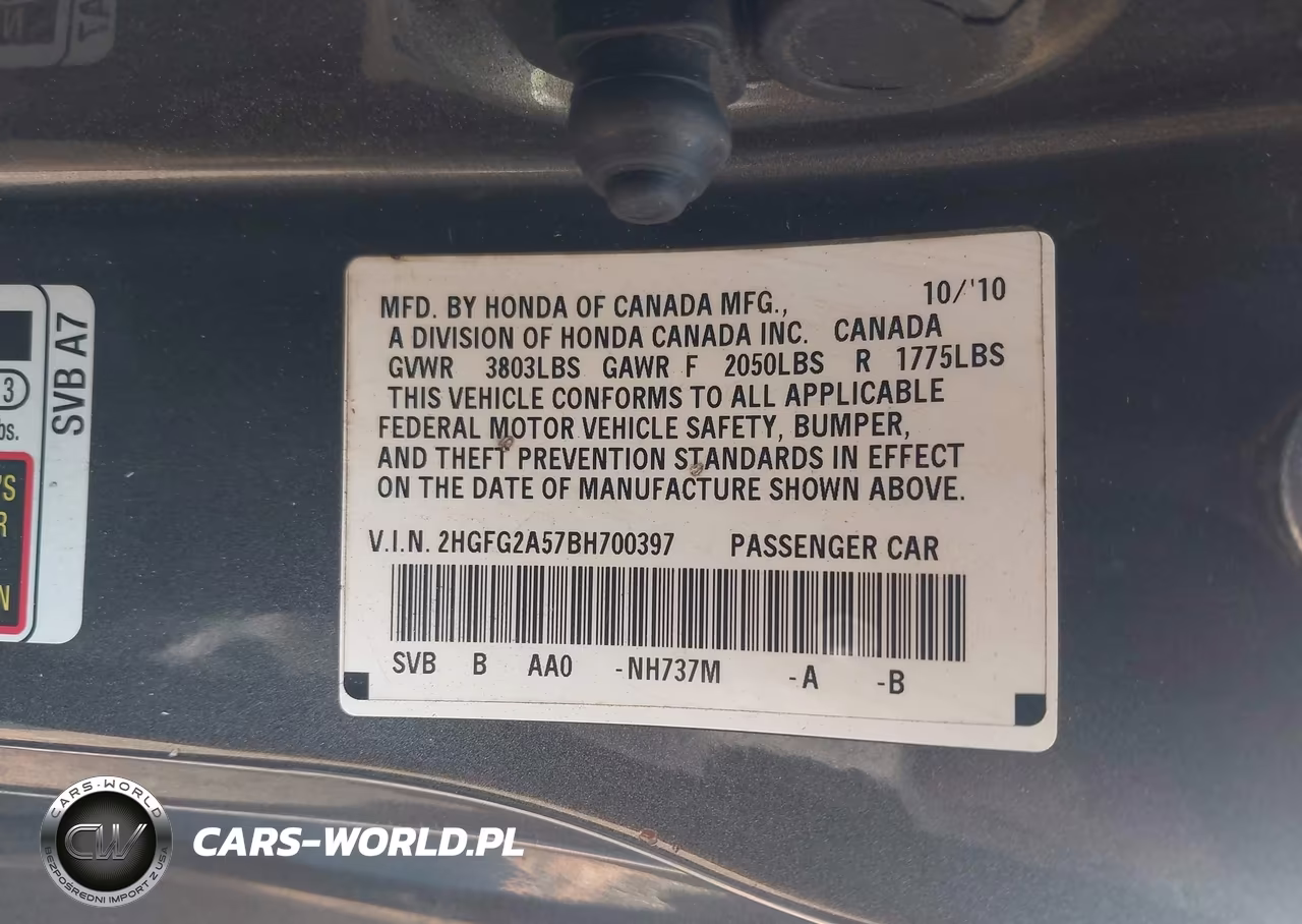 2011 Honda Civic Si VIN:2HGFG2A57BH700397 - 9
