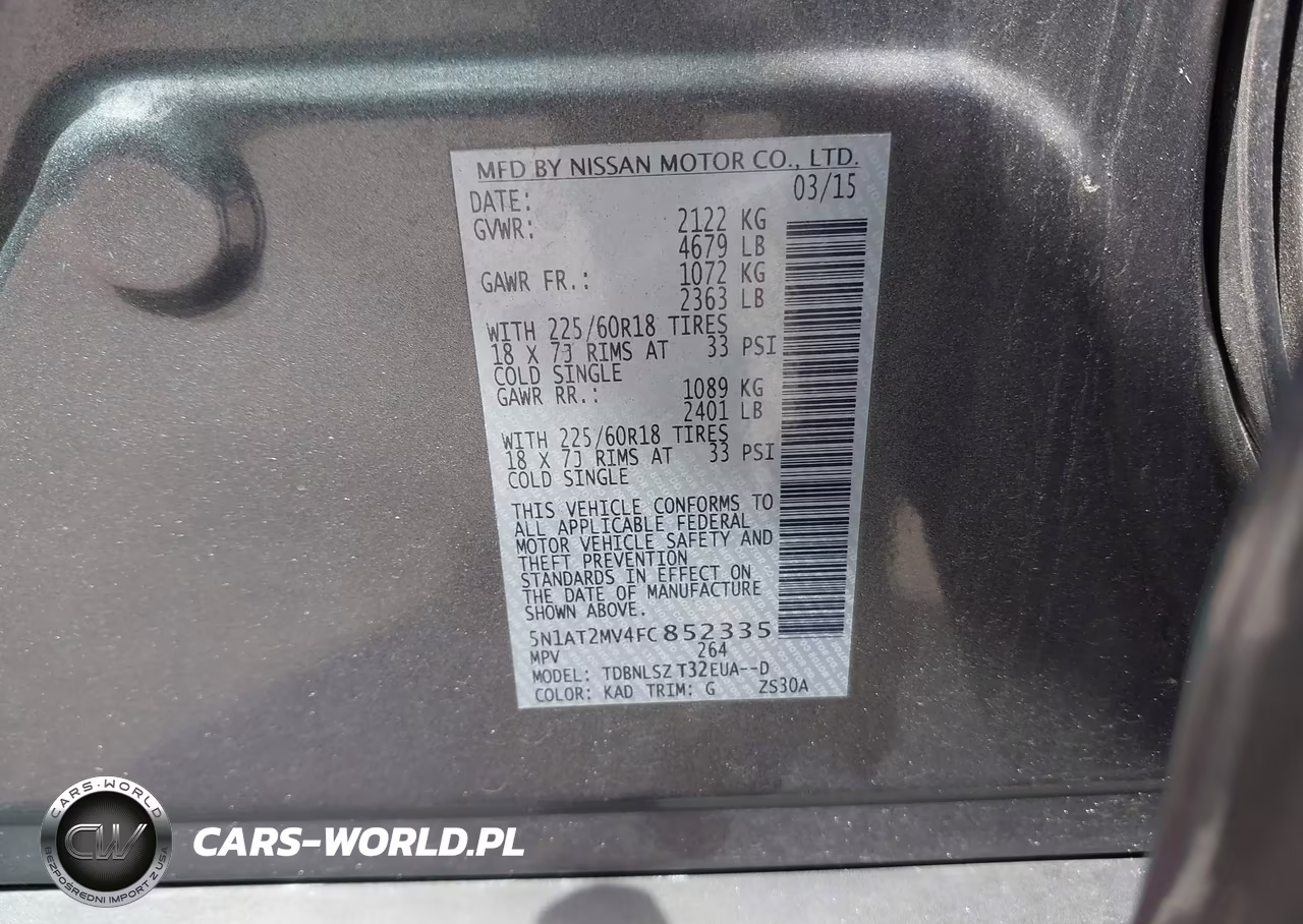 2015 Nissan Rogue Sl VIN:5N1AT2MV4FC852335 - 9
