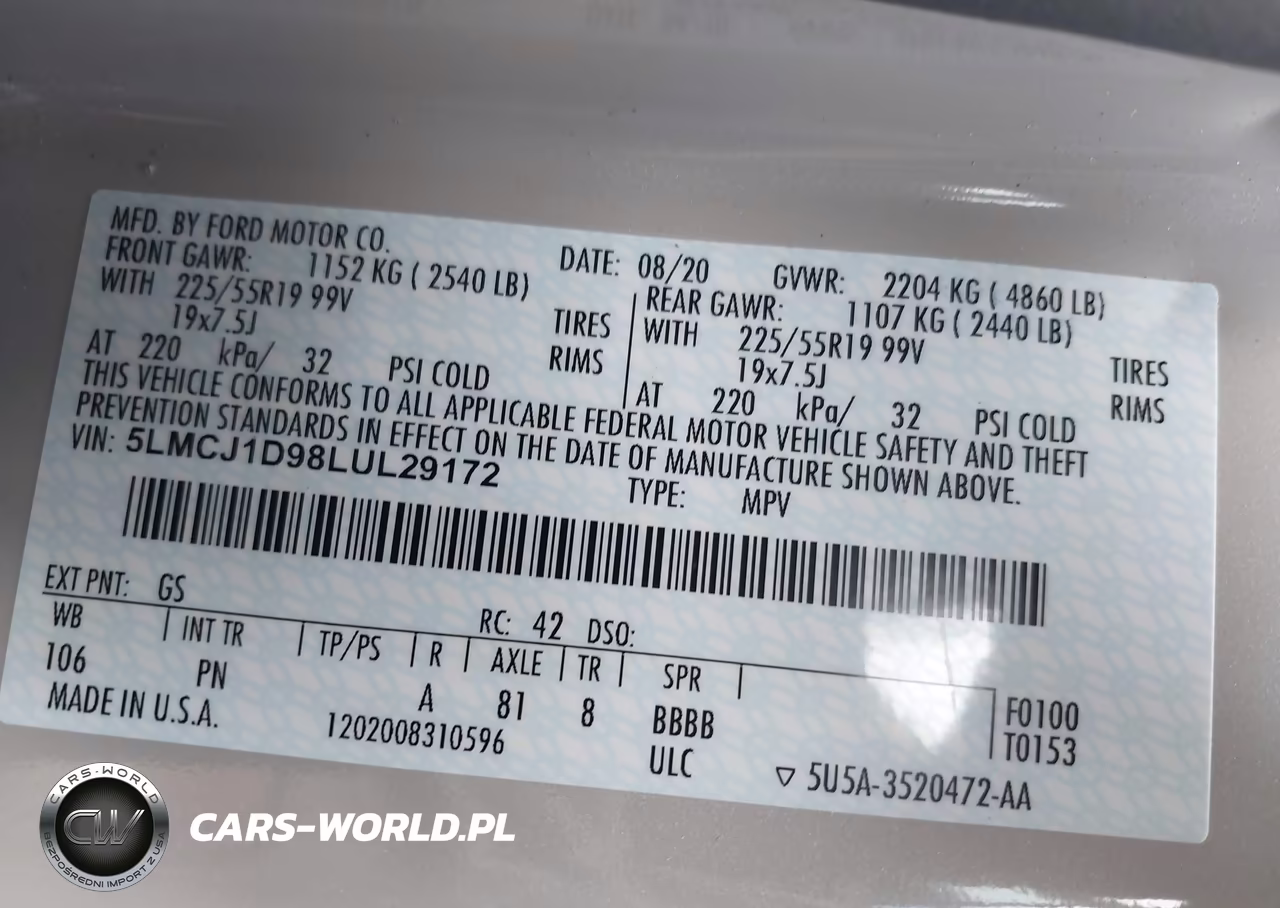 2020 Lincoln Corsair Standard VIN:5LMCJ1D98LUL29172 - 9