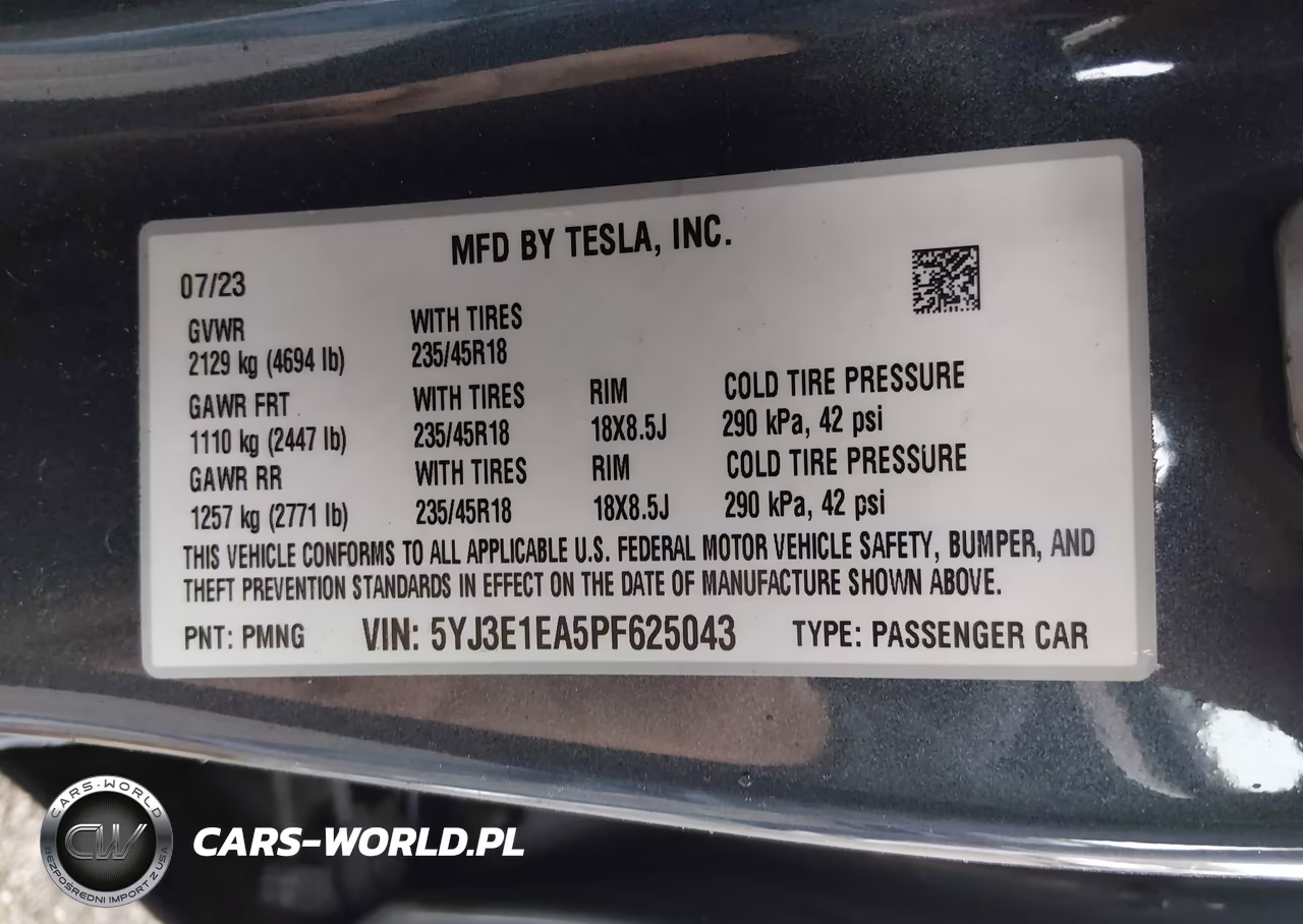 2023 Tesla Model 3 Rear-Wheel Drive VIN:5YJ3E1EA5PF625043 - 9