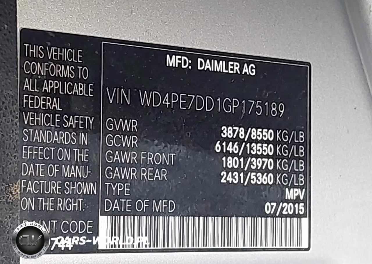 2016 Mercedes-Benz Sprinter 2500 Normal Roof VIN:WD4PE7DD1GP175189 - 9