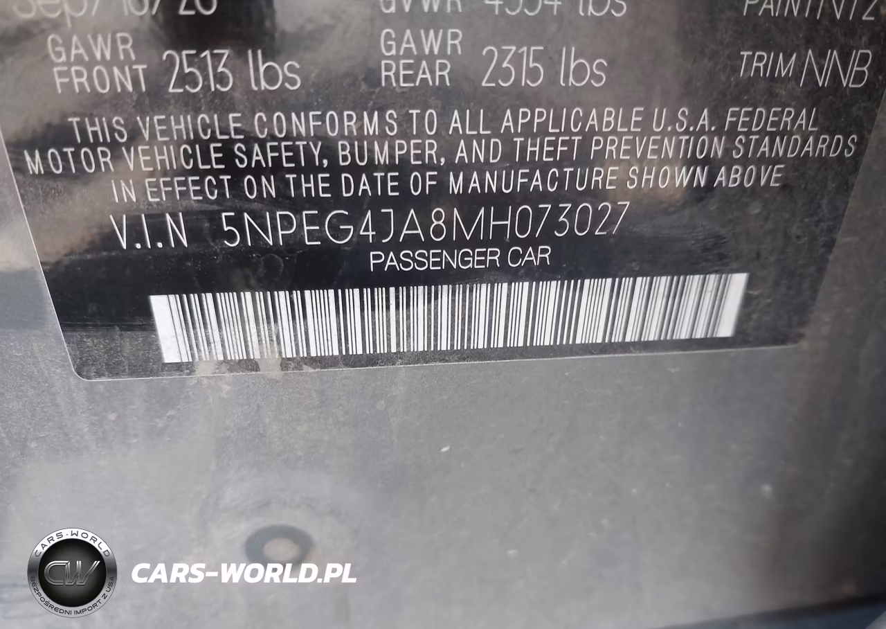 2021 Hyundai Sonata Se VIN:5NPEG4JA8MH073027 - 9